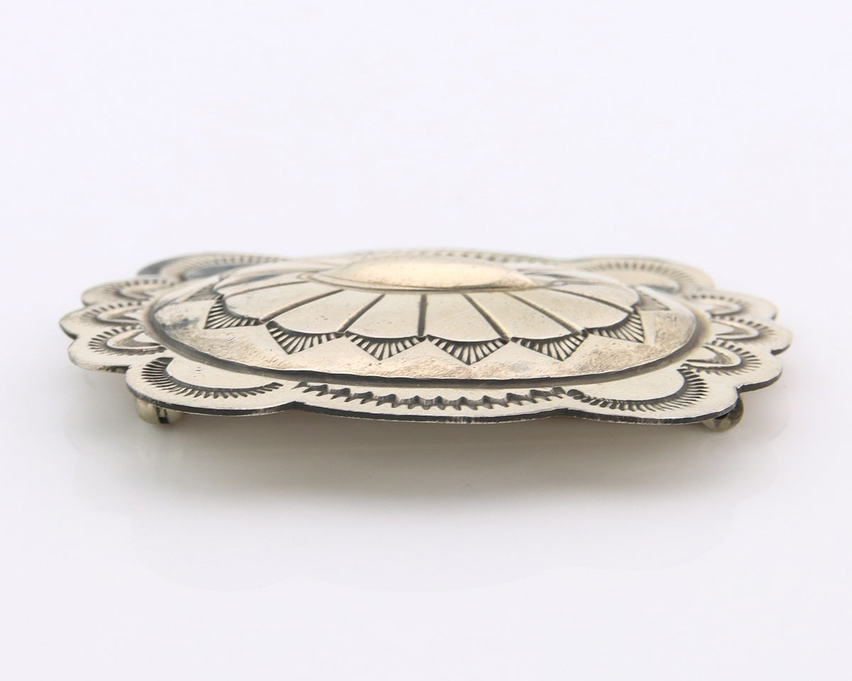 Navajo Concho Pin Sterling Silver Hand Stamped Native American Artist