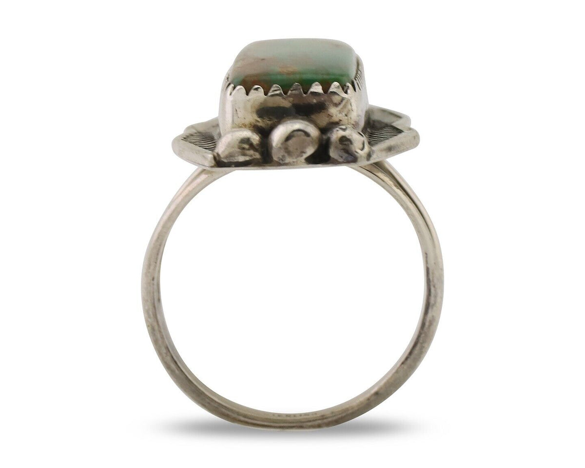 Navajo Ring 925 Silver Natural Blue Turquoise Artist Signed Doug Zachary C.80's