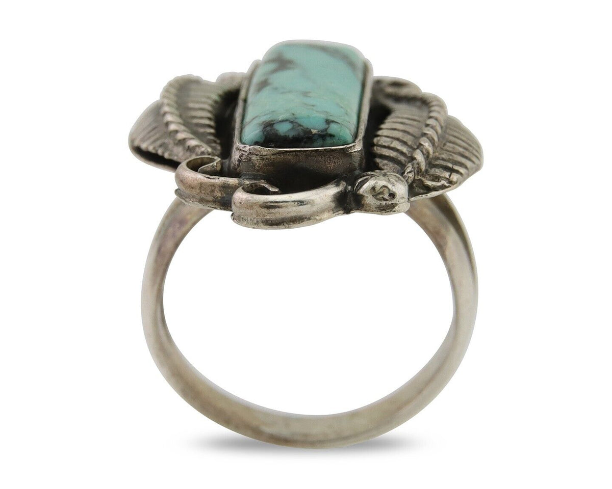 Navajo Handmade Ring 925 Silver Natural Turquoise Native Artist C.80's