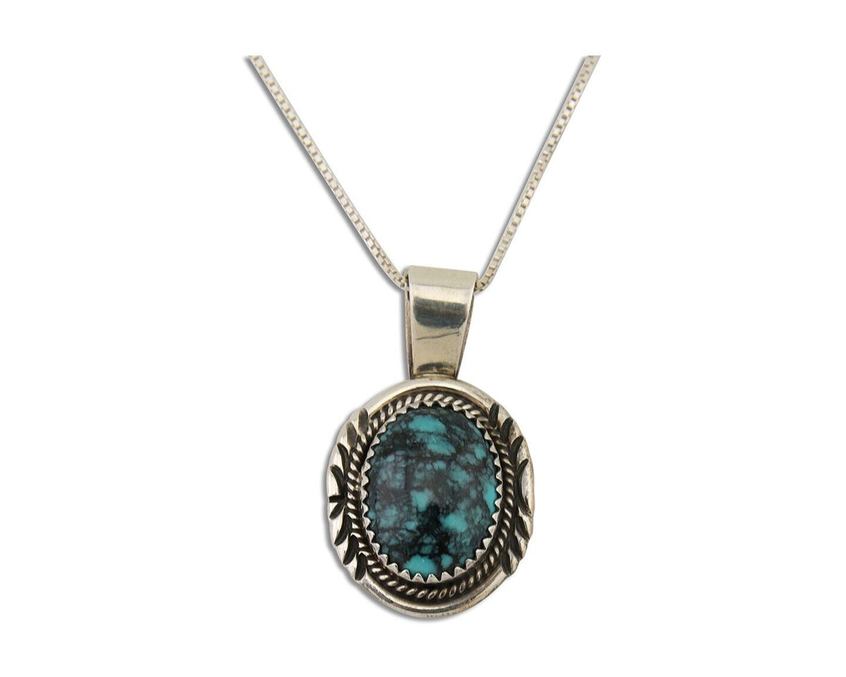 Navajo Necklace 925 Silver Natural Blue Turquoise Artist Signed Begay C.80s