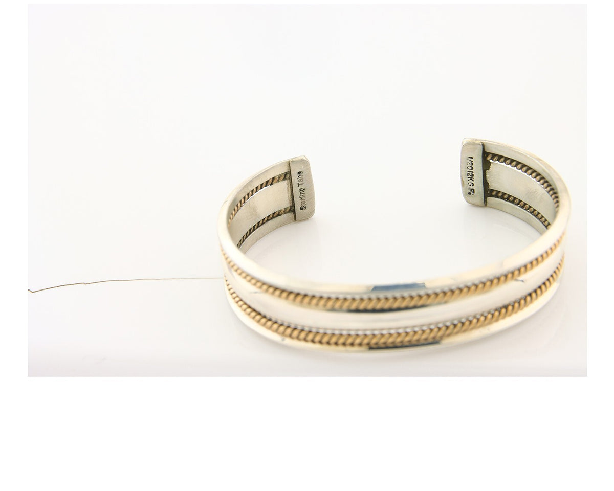 Navajo Bracelet 925 Silver & 12k Yellow Gold Filled Signed TAHE C.80's