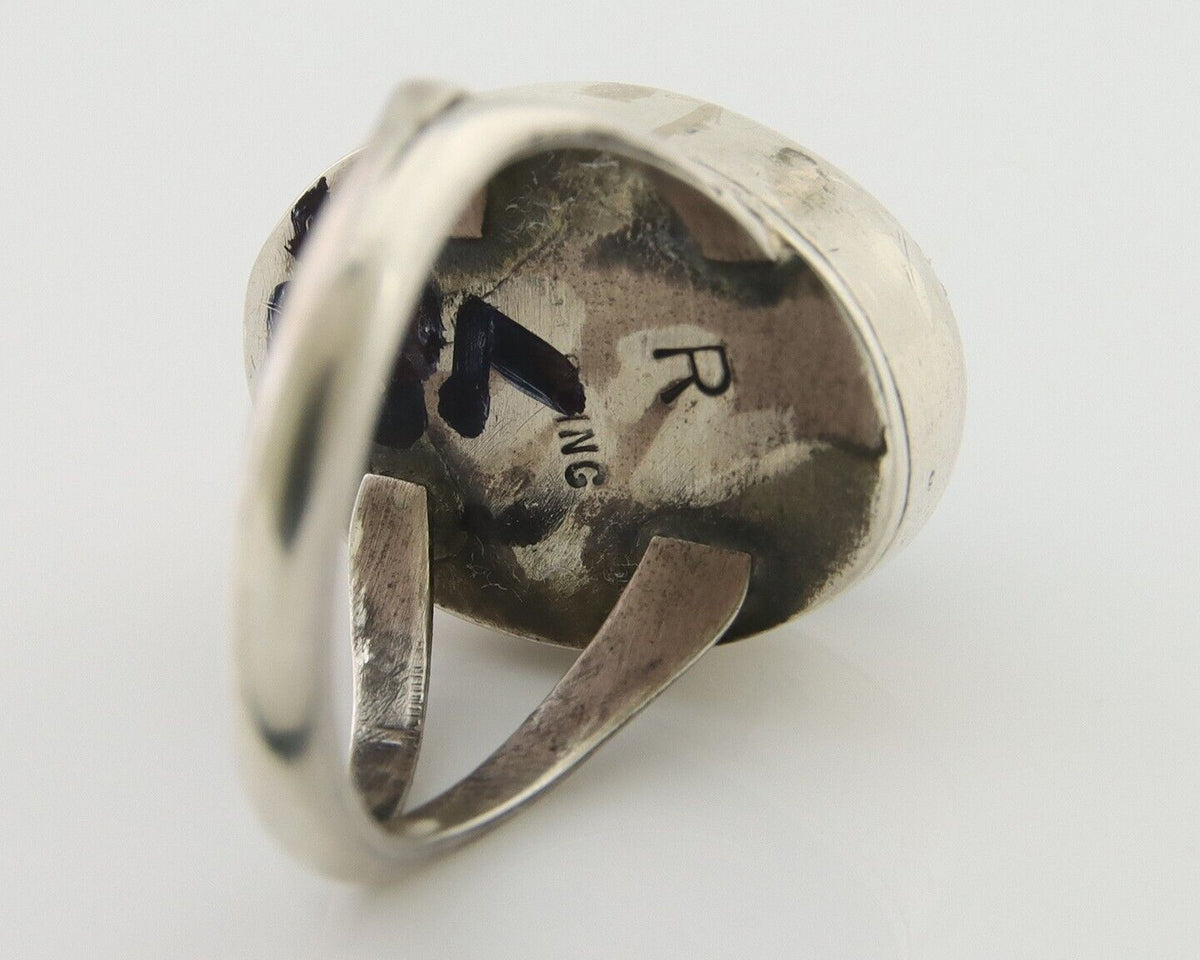 Navajo Handmade Ring 925 Silver Black Onyx Artist Signed R C.80's