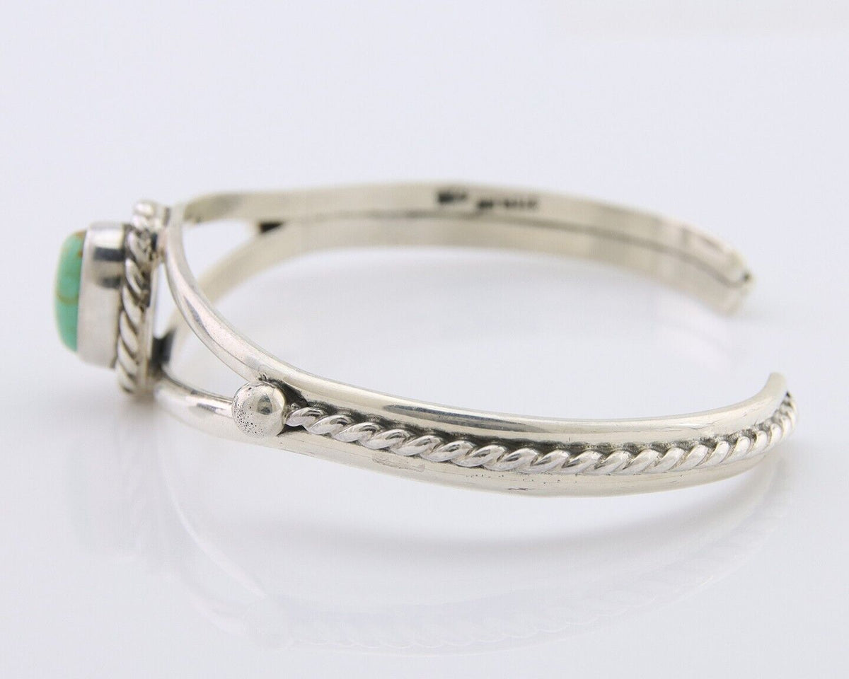 Navajo Bracelet 925 Silver Natural Turquoise Artist Signed Gecko C.80's