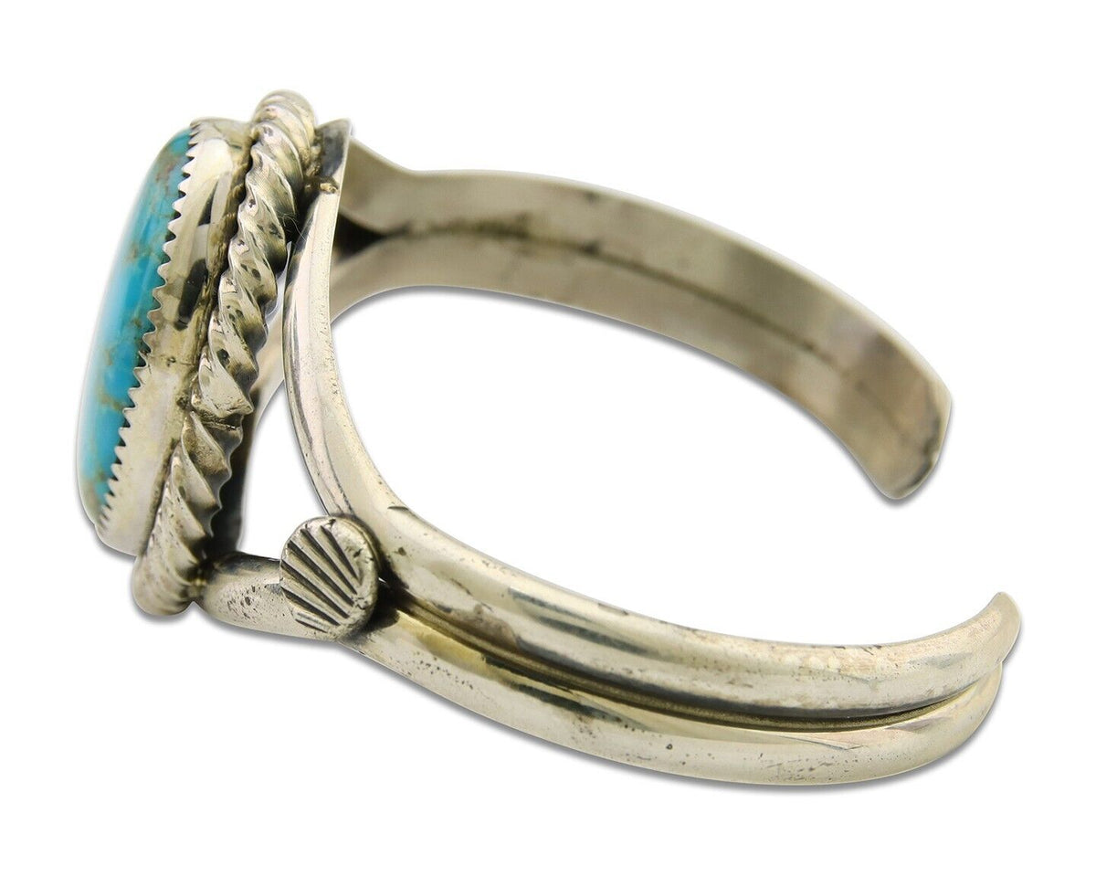 Navajo Bracelet 925 Silver Cuff Turquoise Handmade Artist Signed MM Rogers C80's