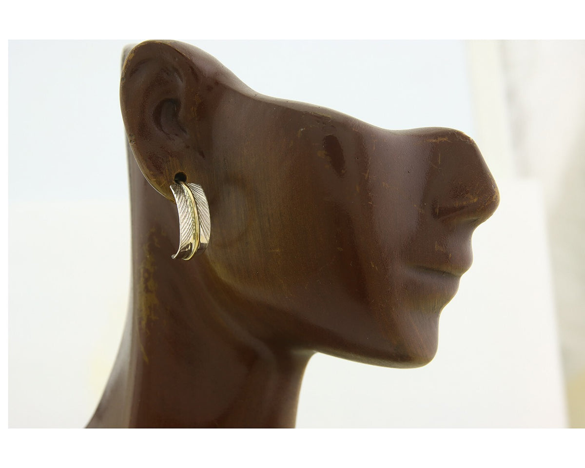 Navajo Hoop Earrings 925 Silver & Gold Native American Artist C.80's