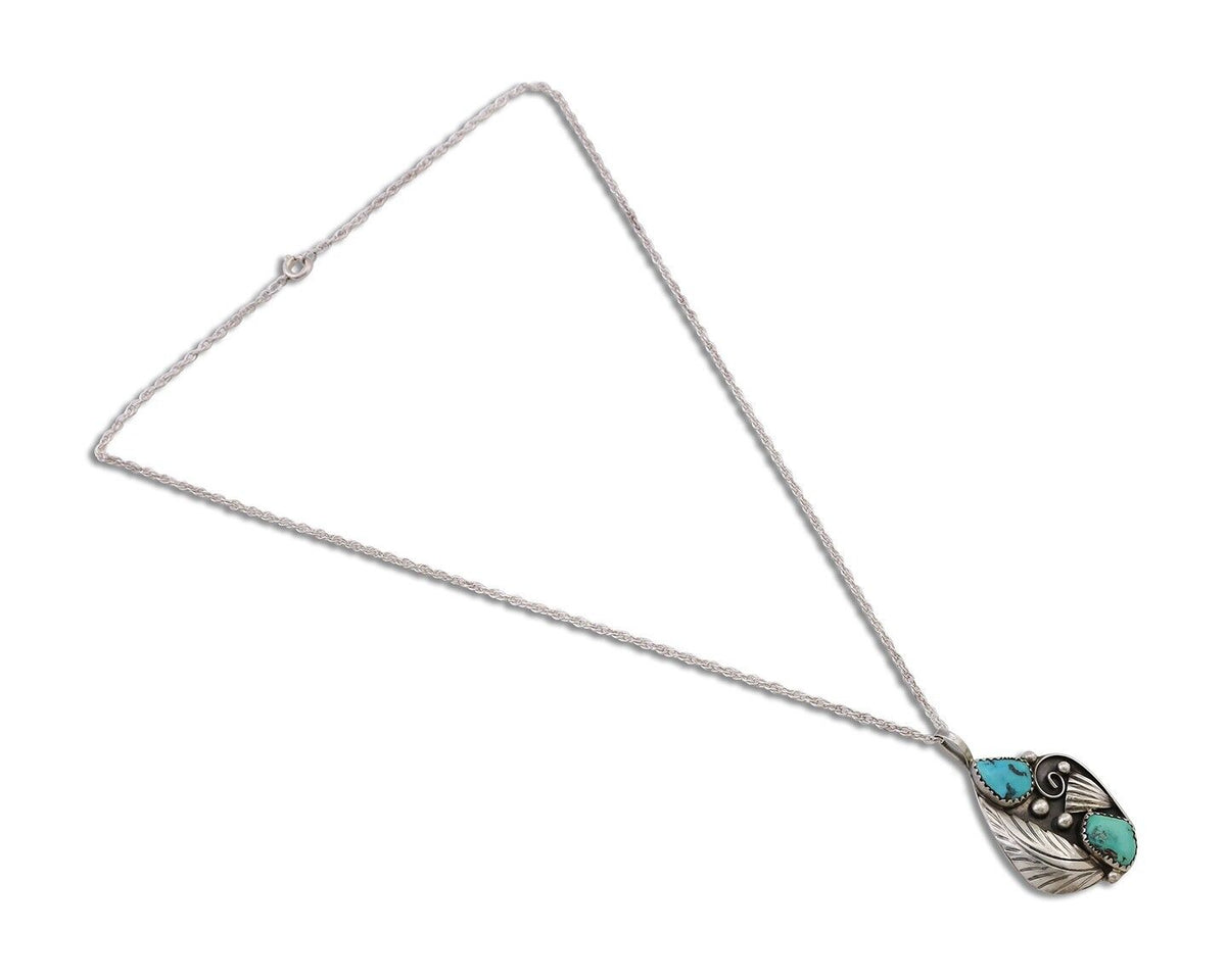 Navajo Turquoise Handmade Necklace 925 Silver Artist Signed PM C.80s