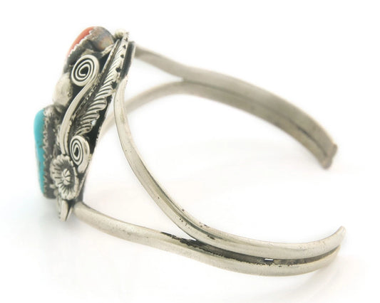 Navajo Cuff Bracelet Sterling Silver Natural Gemstone Vintage Native American