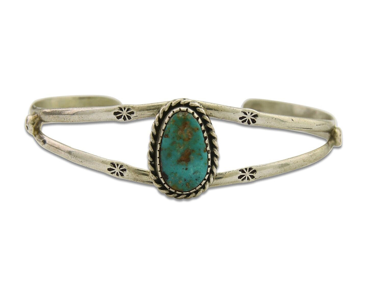 Navajo Cuff Bracelet 925 Silver Turquoise Native American Artist Handmade C.80's