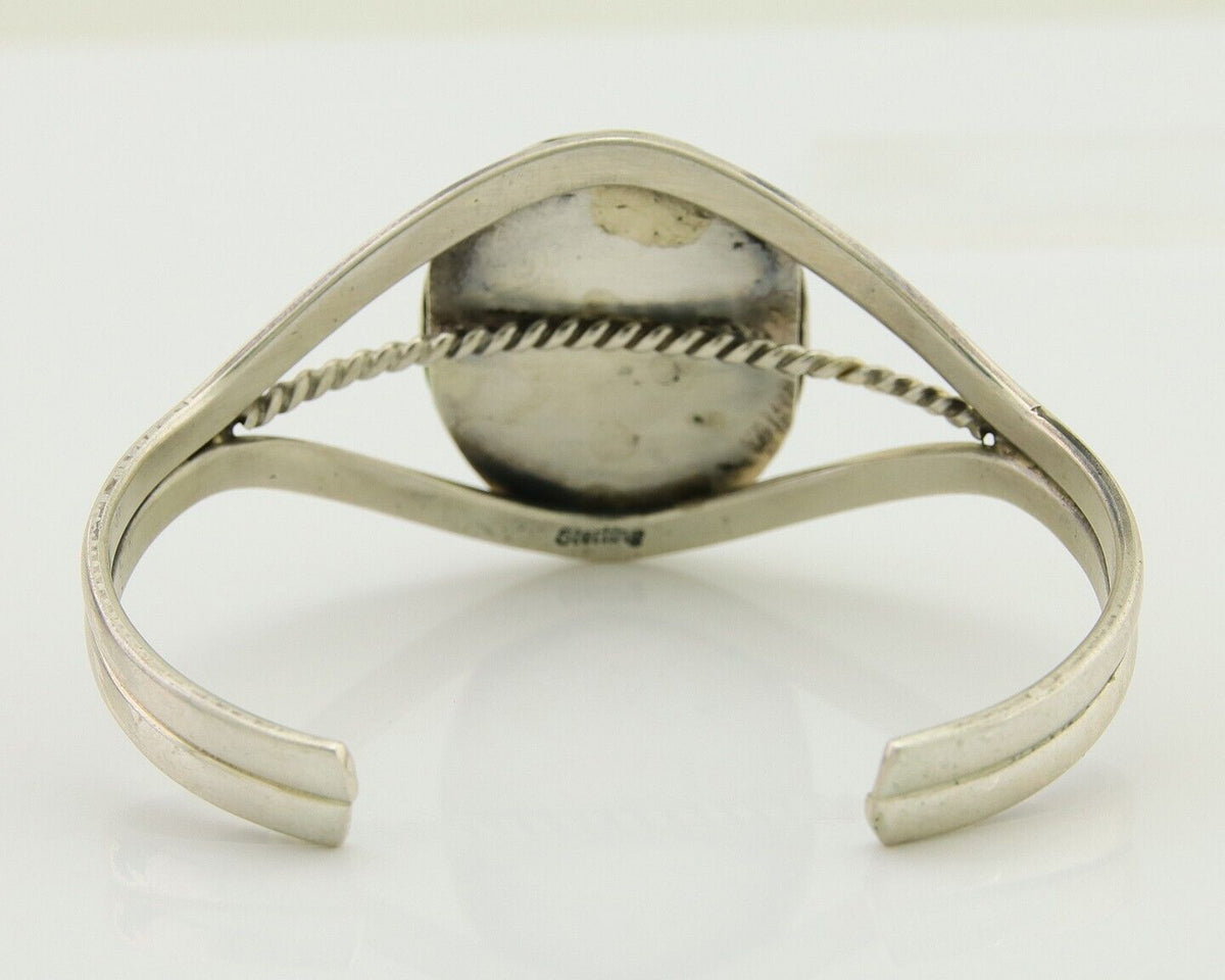 Navajo Cuff Bracelet Natural Malachite 925 Silver Native American Artist C.80s