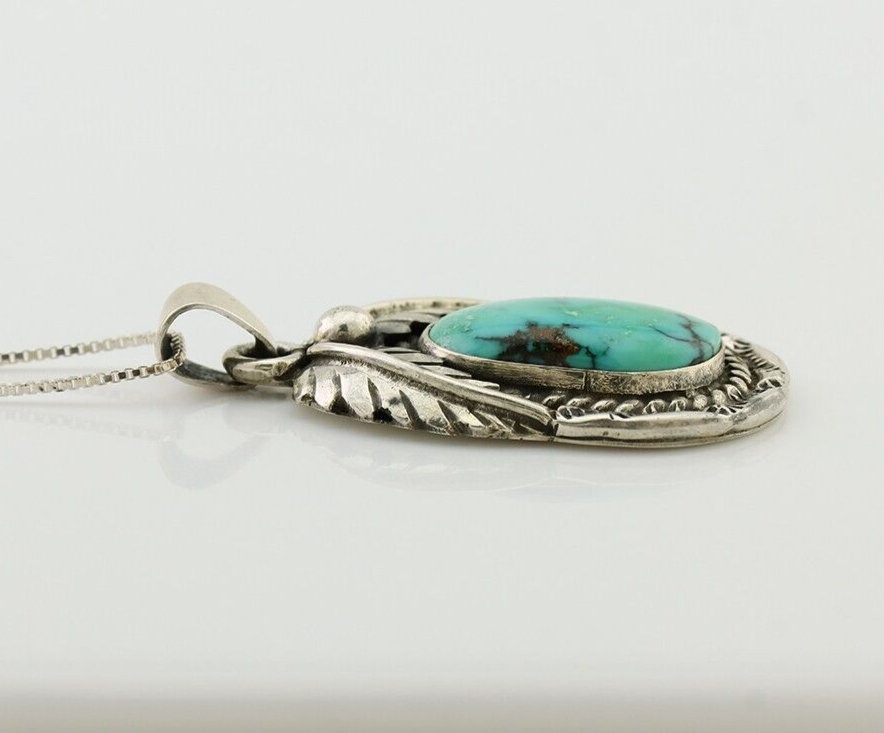 Navajo Turquoise Handmade Necklace 925 Silver Signed SunRise C.80's