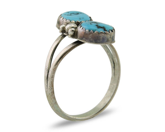 Navajo Ring 925 Silver Sleeping Beauty Turquoise Native American Artist C.80's