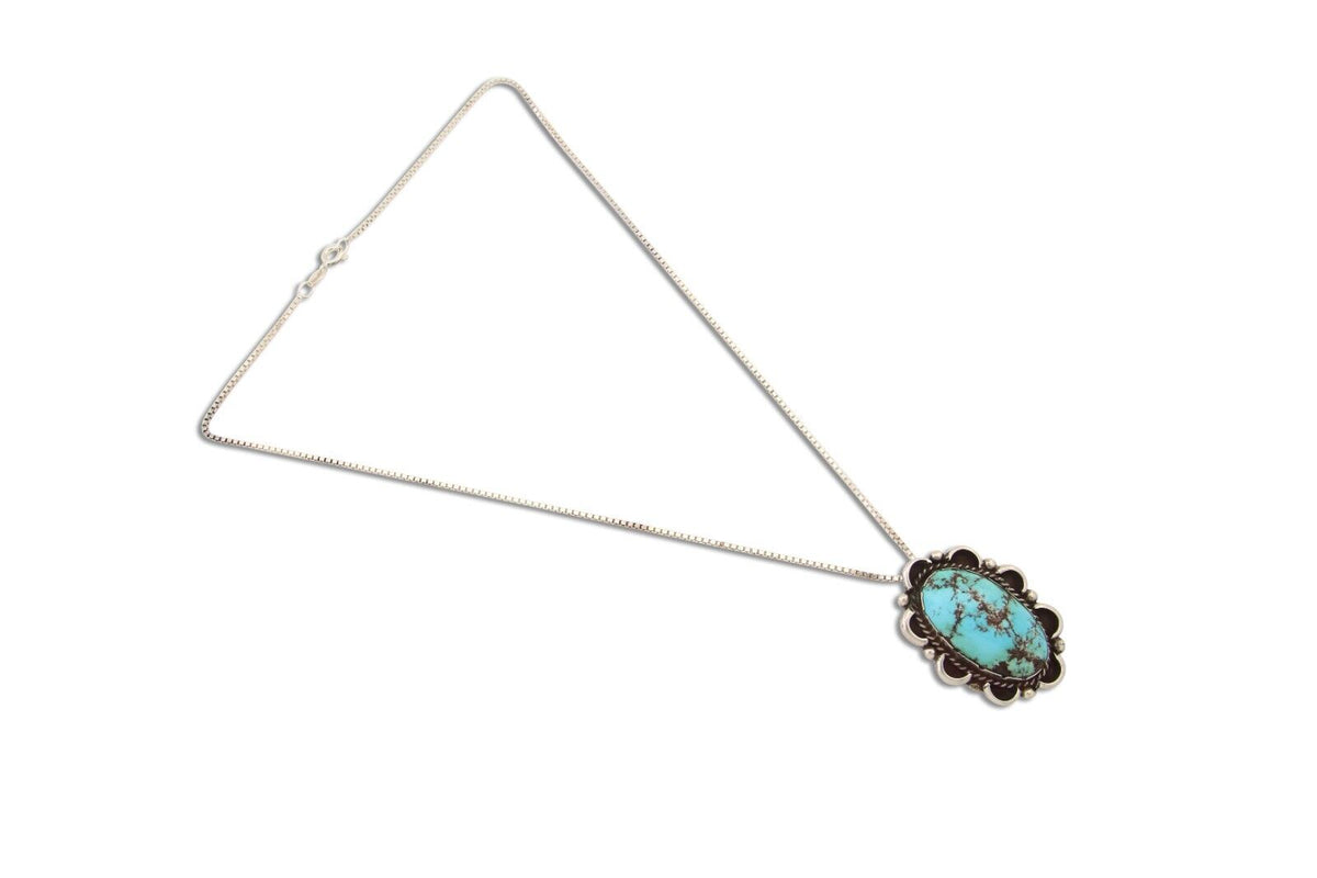 Navajo Necklace 925 Silver Natural Blue Turquoise Native American Artist C.80's