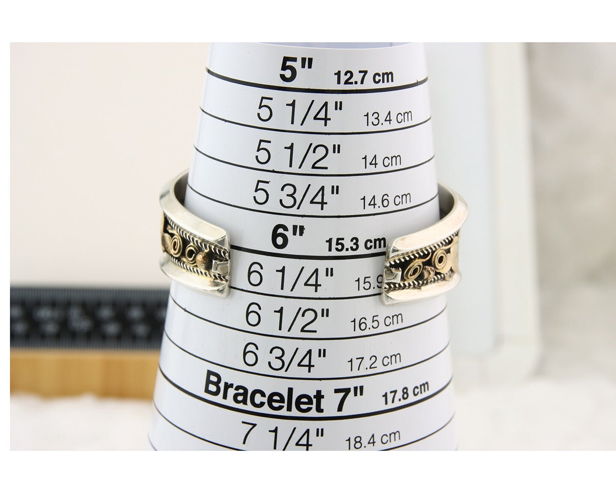 Navajo Bracelet 925 Silver & 12k Yellow Gold Filled Signed Justin Morris C.80's