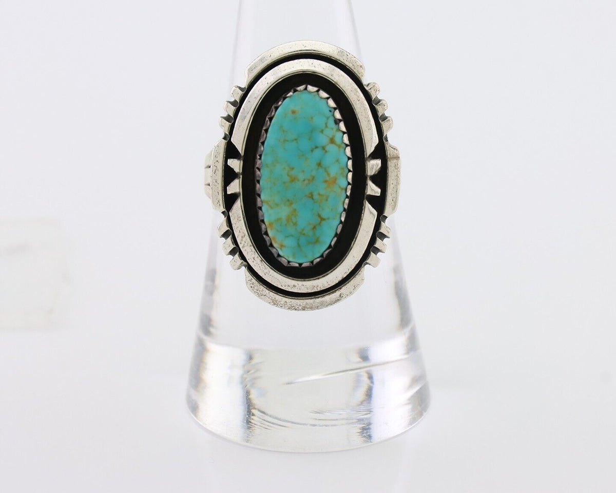 Navajo Ring 925 Silver Spiderweb Turquoise Signed William Denetdale Sz 8.0 C.80s