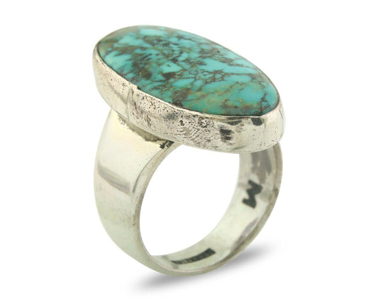 Navajo Ring 925 Sterling Natural Blue Turquoise Signed M Montoya C.80's