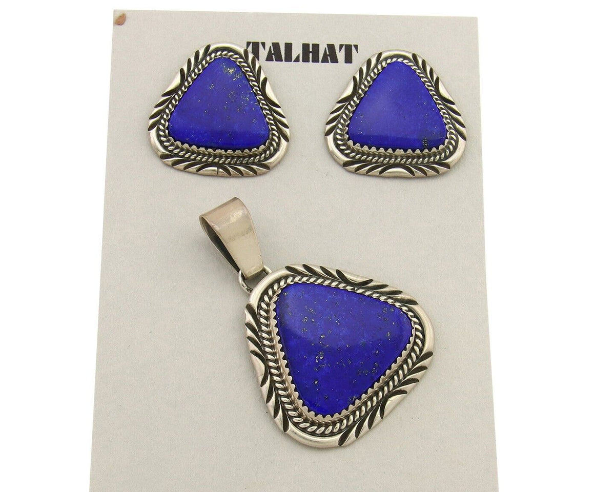 Navajo Pendant Earring Set 925 Silver Lapis Lazuli Signed William Denetdale C80s