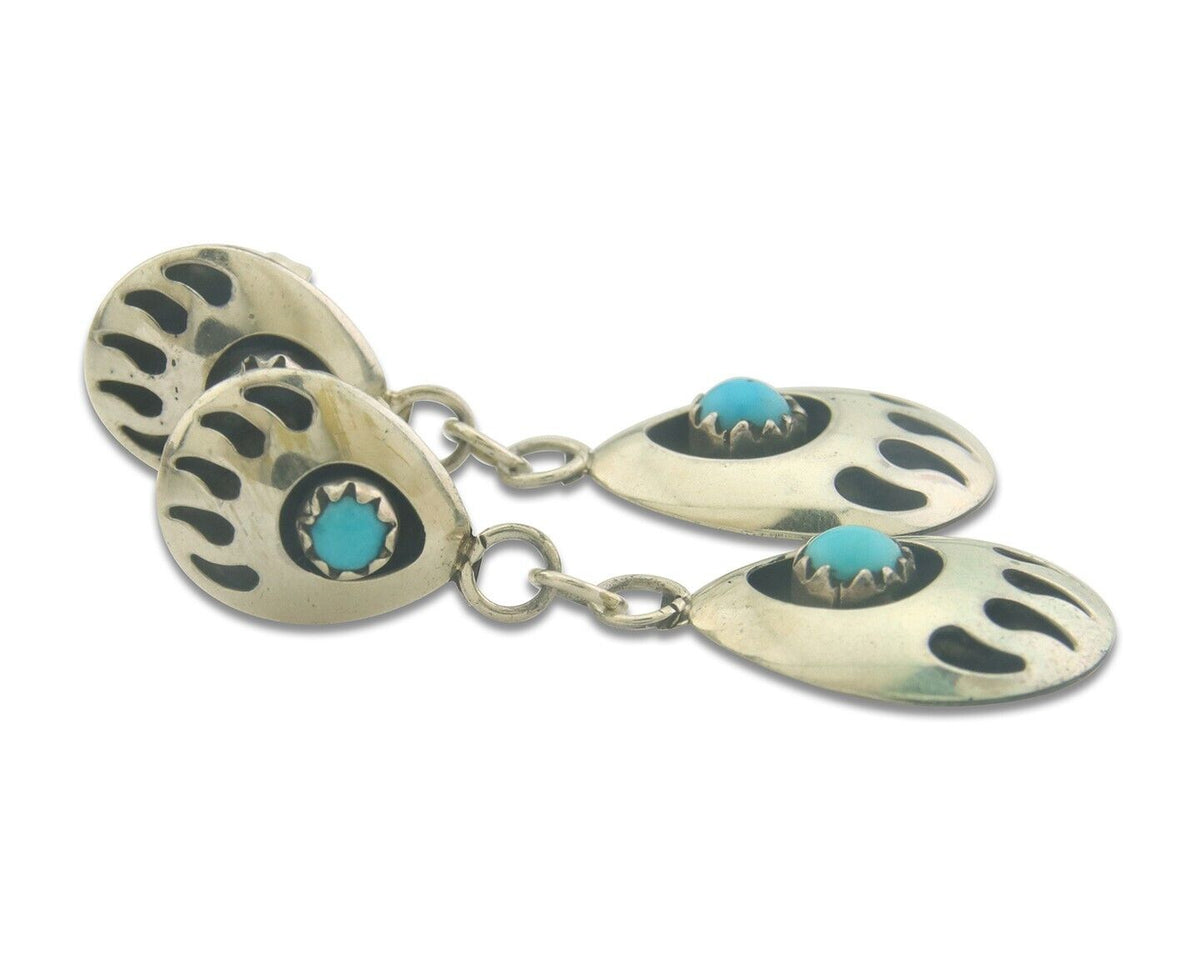 Navajo Earrings 925 Silver Natural Turquoise Native American Artist C80s