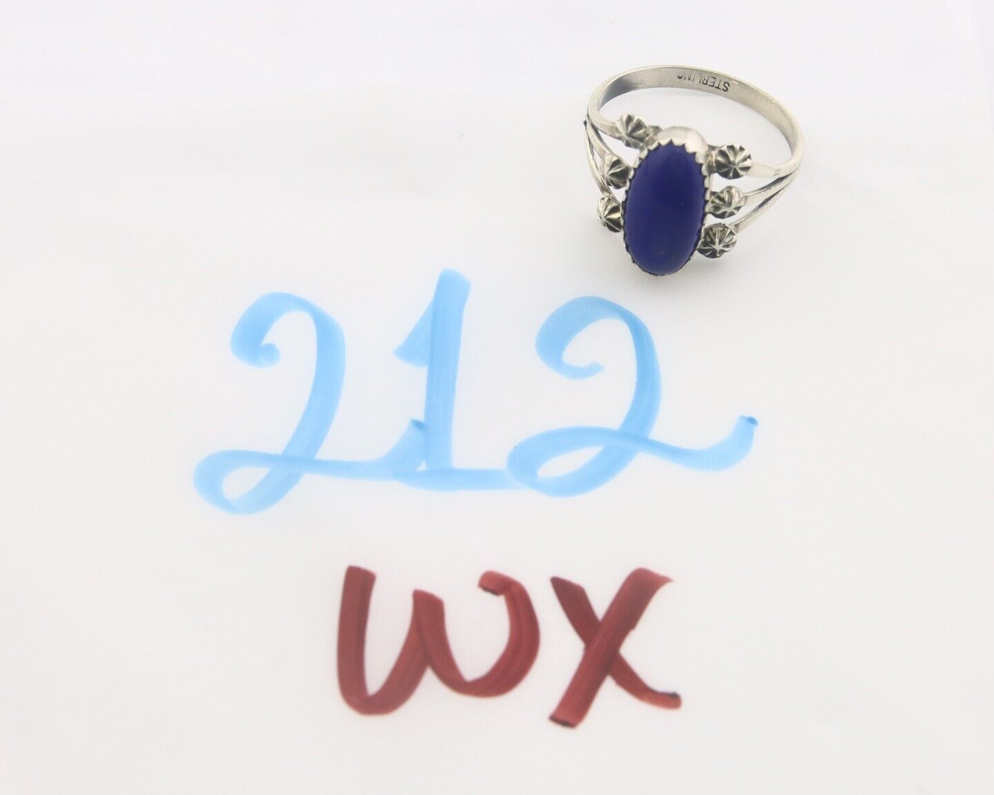 Navajo Ring 925 Sterling Natural Lapis Handmade Native Artist C.80's