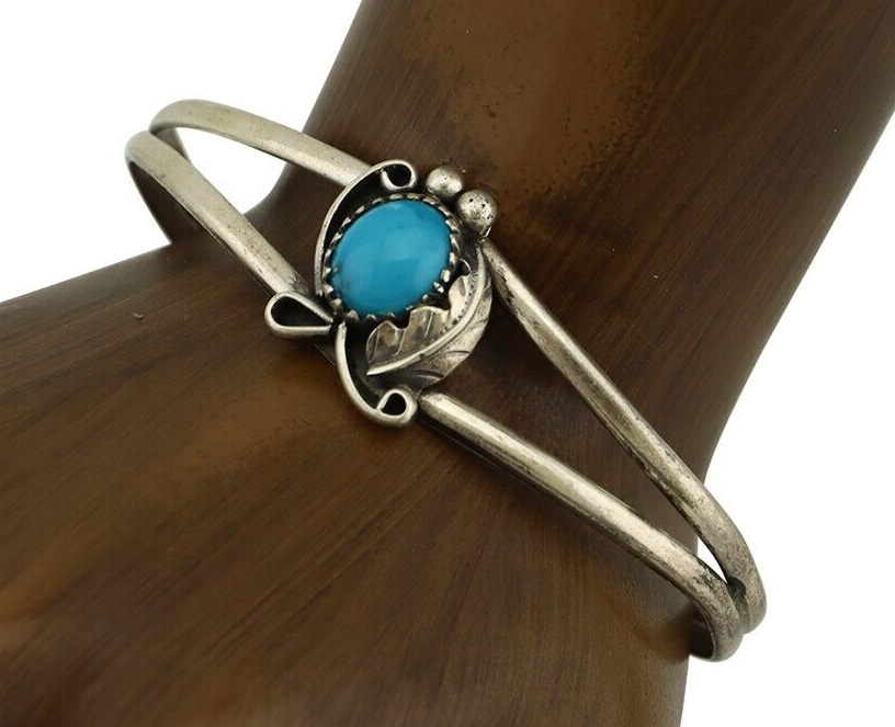 Navajo Slave Bracelet 925 Silver Natural SB Turquoise Native American C.80's