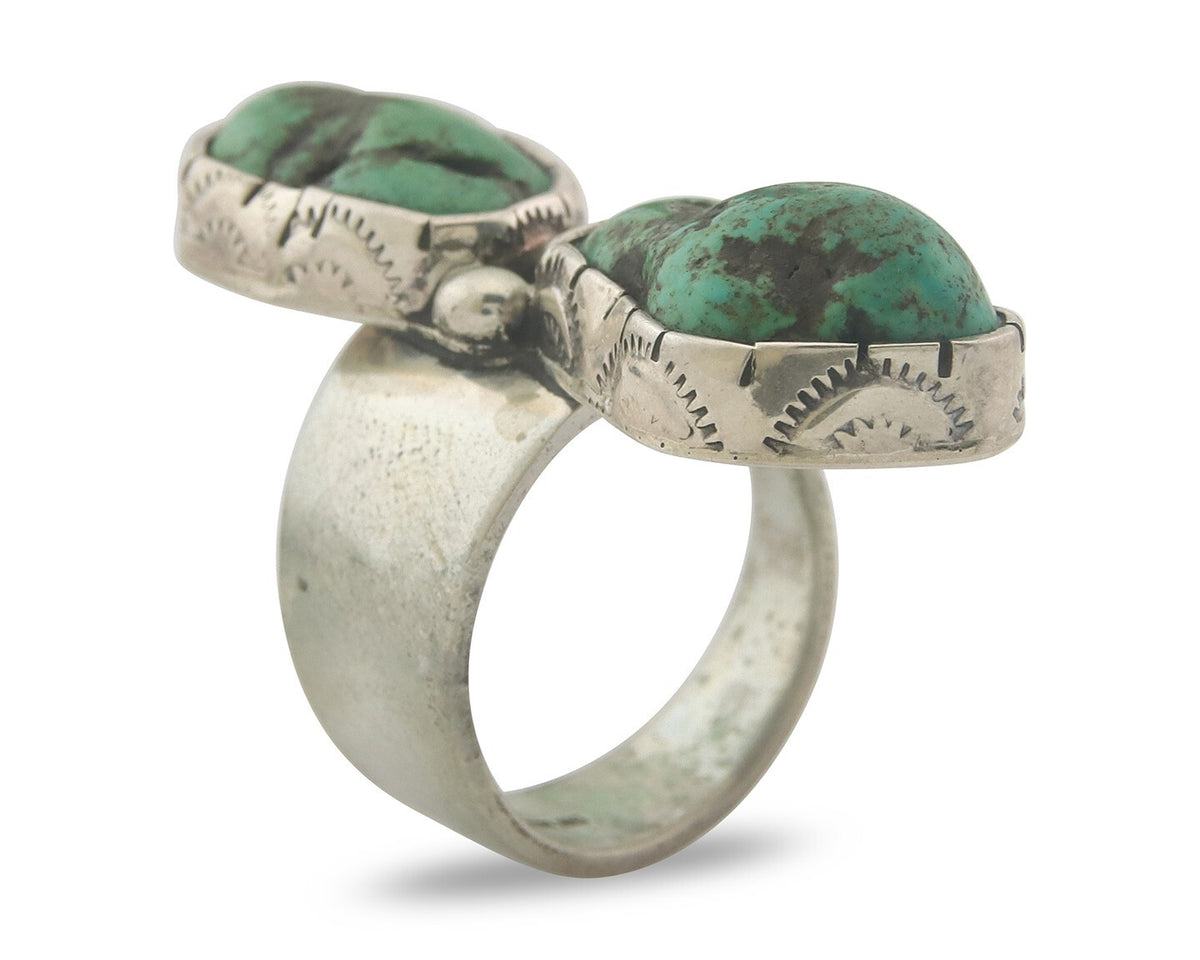 Vintage Navajo Ring 925 Sterling Authentic Turquoise Handmade Size 8.0