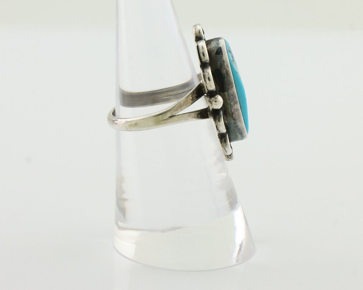 Navajo Turquoise Ring 925 Silver Handmade Native American Artist C.80's