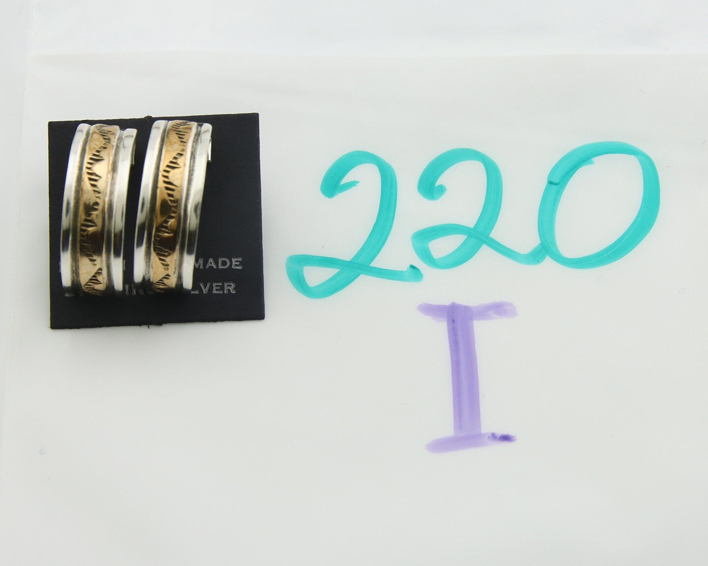 Navajo Hoop Earrings 925 Silver & Gold Artist Signed Randall Endito C.80's