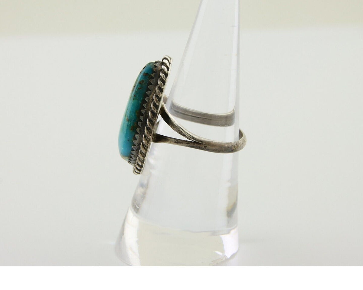 Navajo Ring 925 Silver Blue Turquoise Native American Artist C.80's