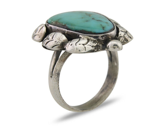 Navajo Handmade Ring 925 Silver Natural Turquoise Native Artist C.80's