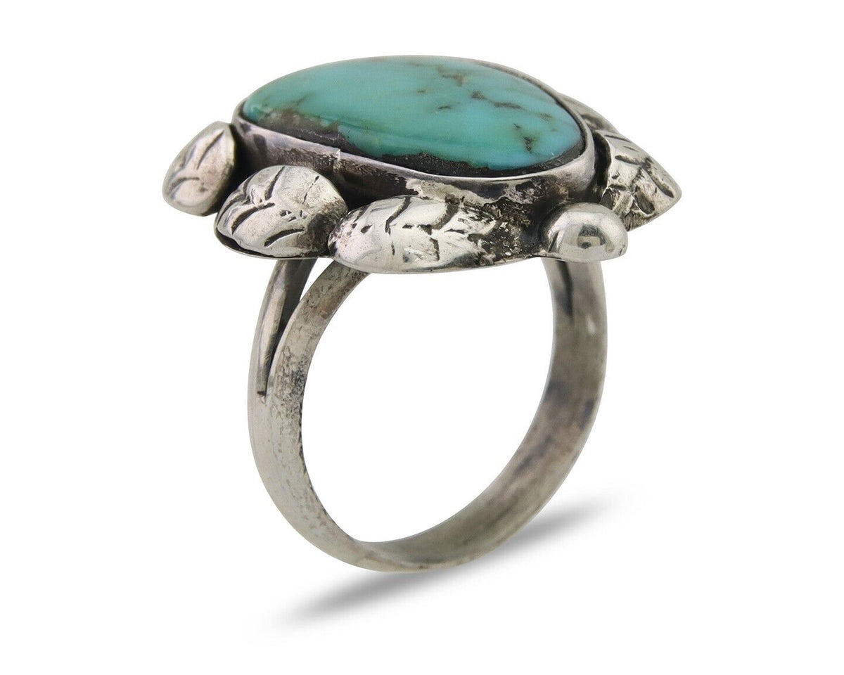 Navajo Handmade Ring 925 Silver Natural Turquoise Native Artist C.80's