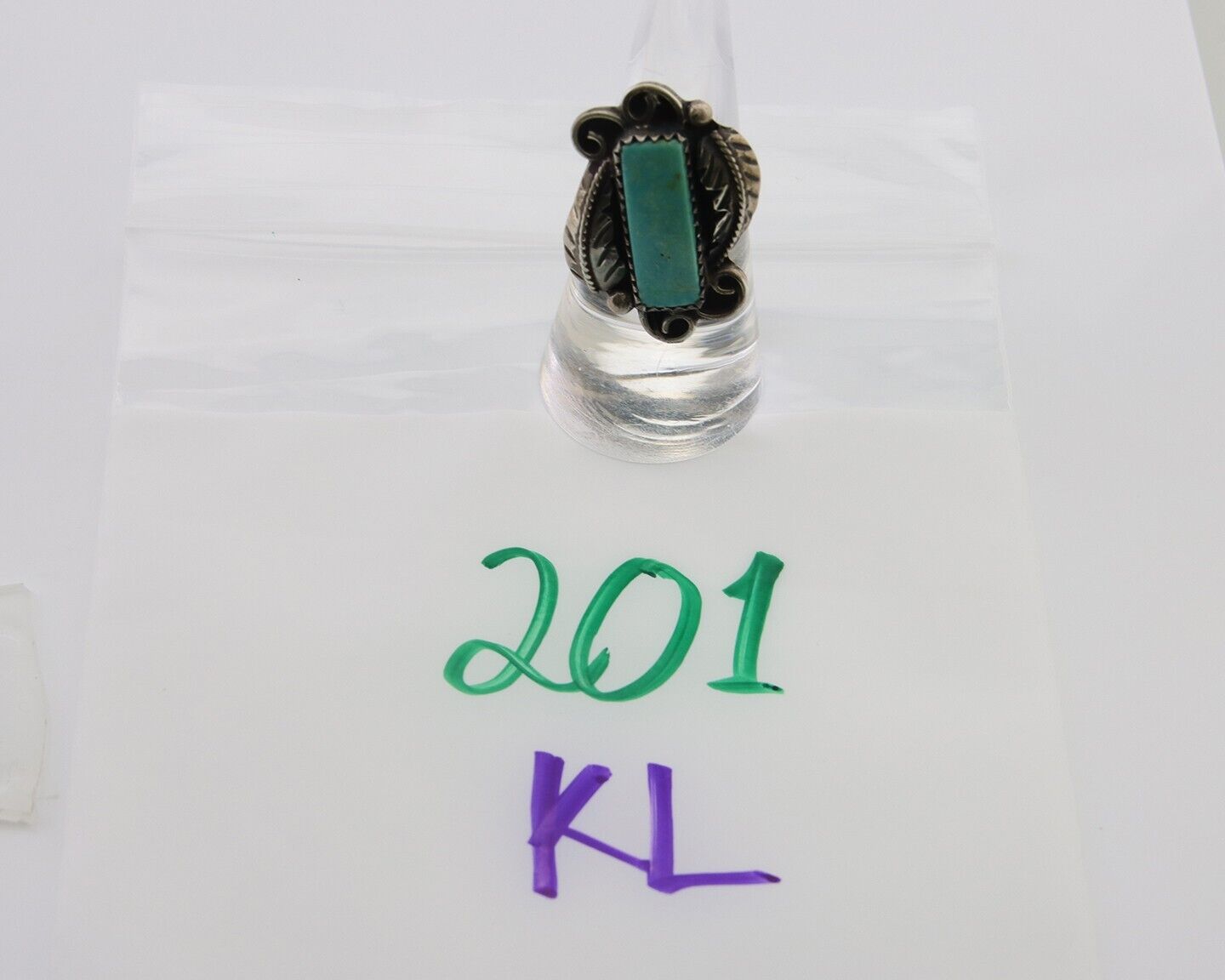 Navajo Handmade Ring 925 Silver Natural Turquoise Native Artist C.80's