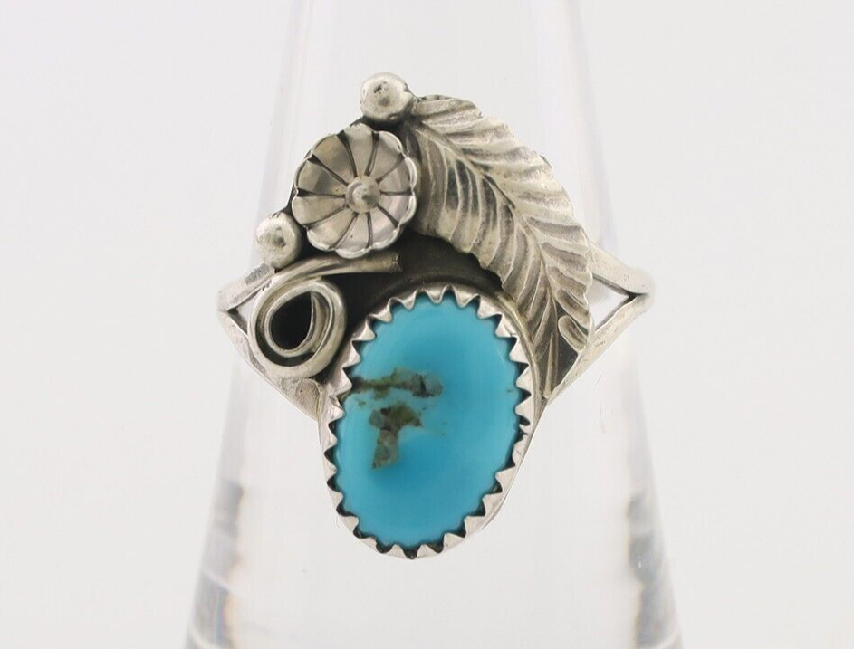 Navajo Ring 925 Silver Morenci Turquoise Native American Artist C.80's