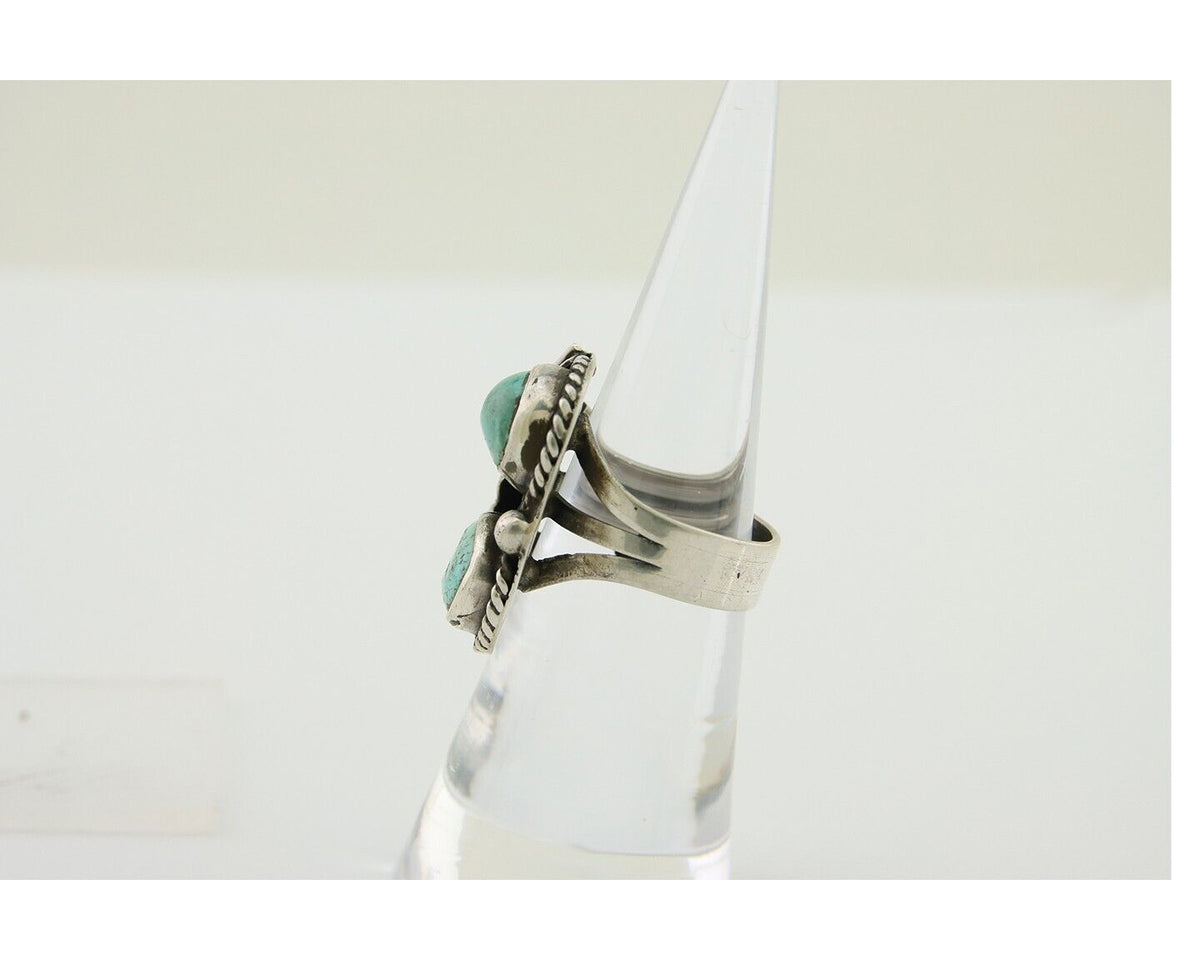 Navajo Handmade Ring 925 Silver Turquoise Native Artist C.80's