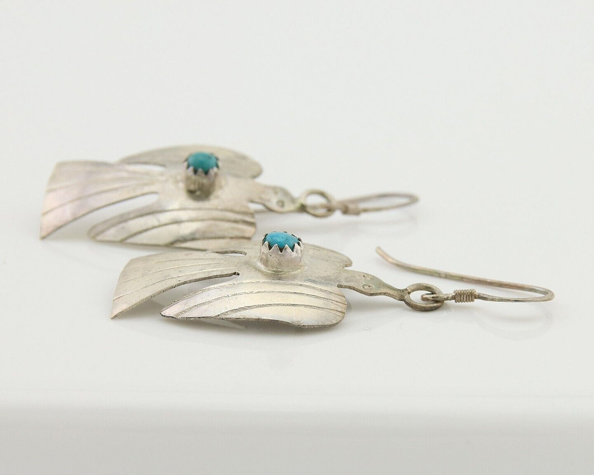 Navajo Thunderbird Earrings 925 Silver Natural Turquoise Native Artist C.80's