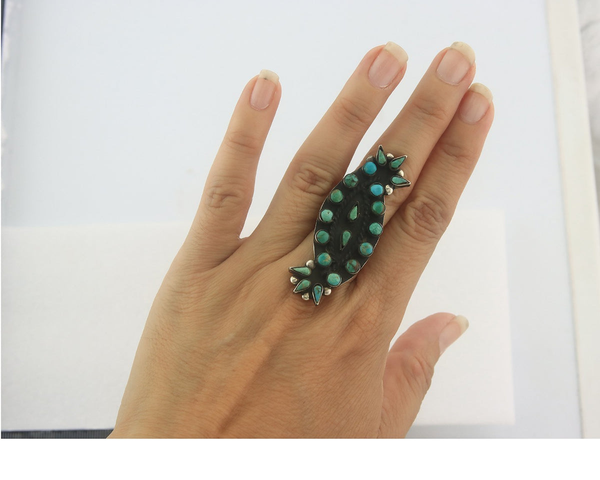 Navajo Ring Sterling Silver Authentic Vintage Turquoise Size 6.0