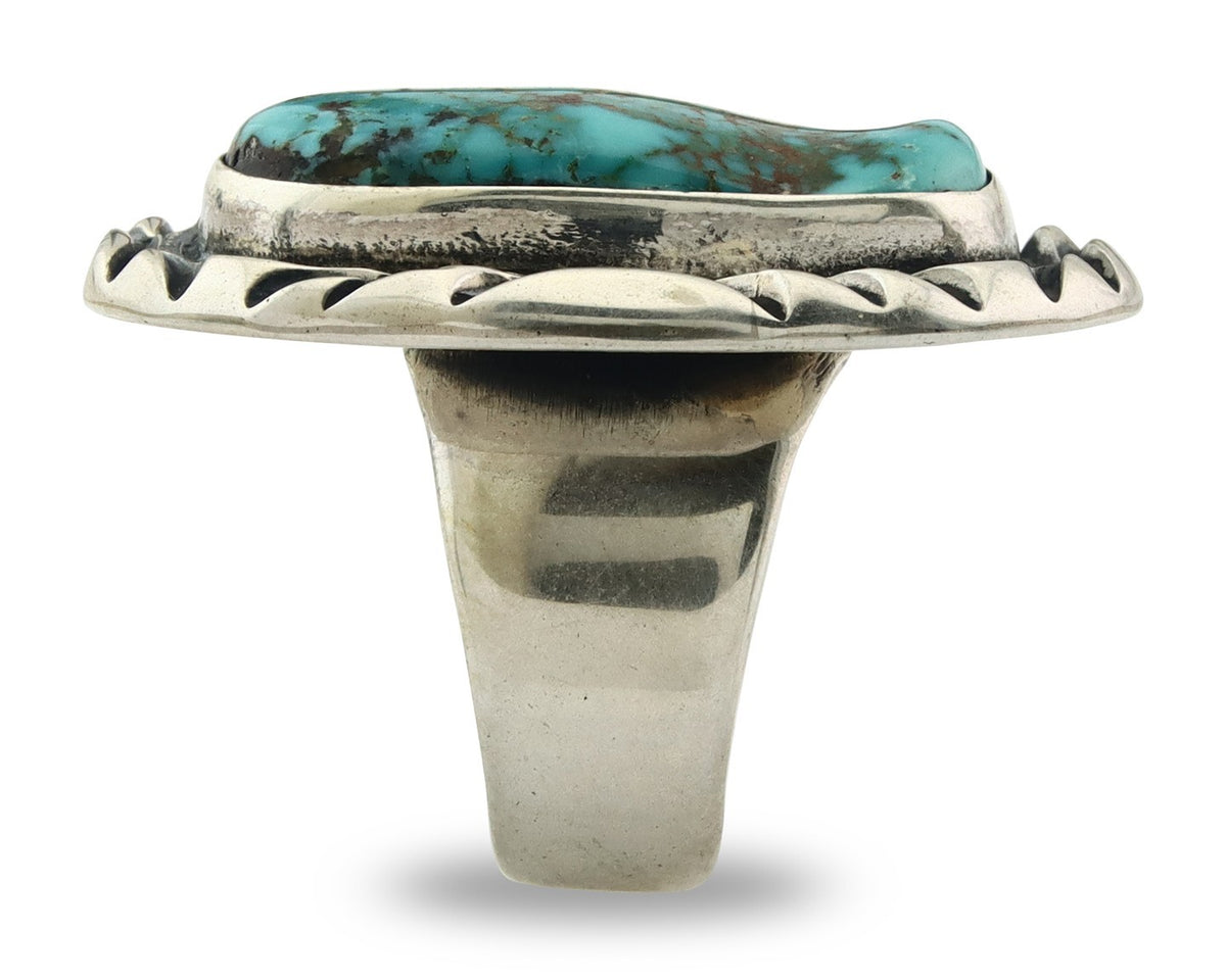 Vintage Navajo Ring 925 Sterling Silver Turquoise Signed C Montoya Size 8.25