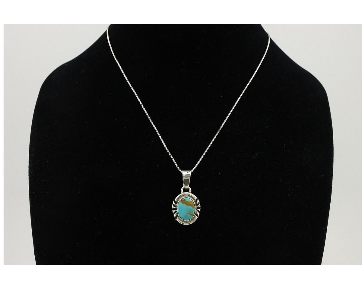 Navajo Necklace 925 Silver Arizona Turquoise Handmade Signed Gecko C.90's
