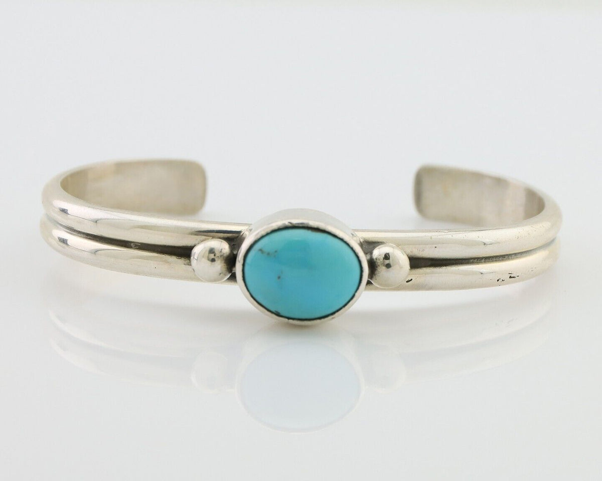 Navajo Cuff Bracelet 925 Silver Natural Blue Turquoise Native American C.80's