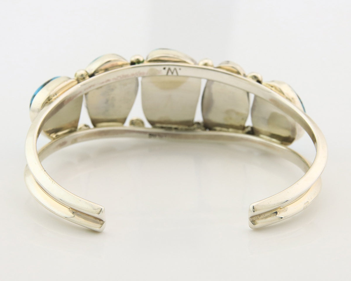 Navajo Bracelet Sterling Silver Nevada Turquoise Artist Signed W