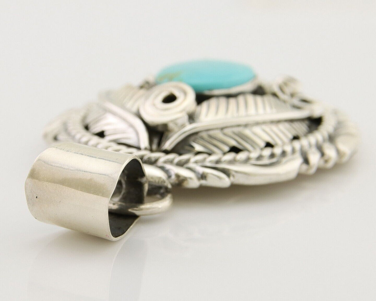 Navajo Necklace 925 Silver Natural Blue Turquoise Native American Artist C.80's