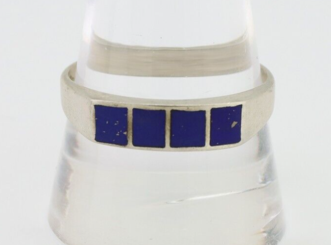 Navajo Handmade Ring 925 Silver Natural Lapis Lazuli Artist Signed SC C.80's
