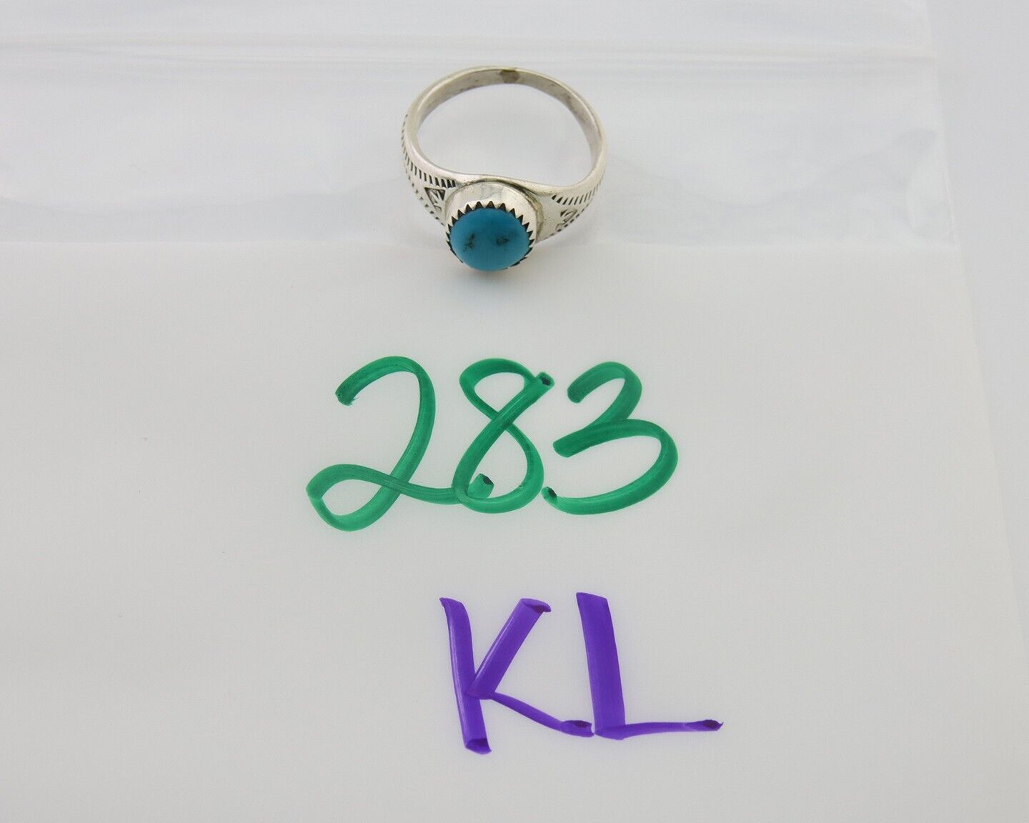 Navajo Ring 925 Silver Natural Blue Turquoise Native Artist C.80's