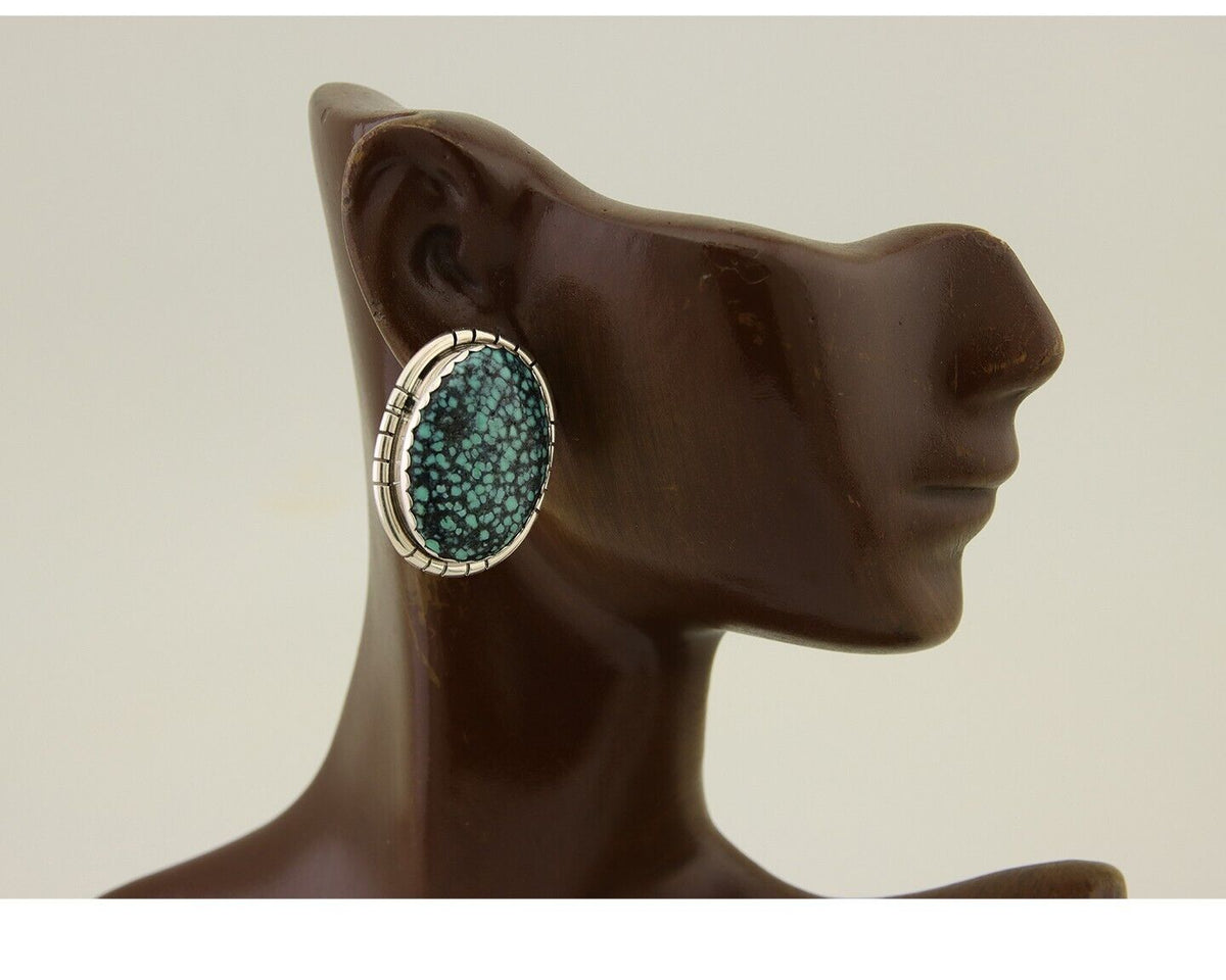 Navajo Earrings 925 Silver Mine 8 Turquoise Native American Artist C.80's