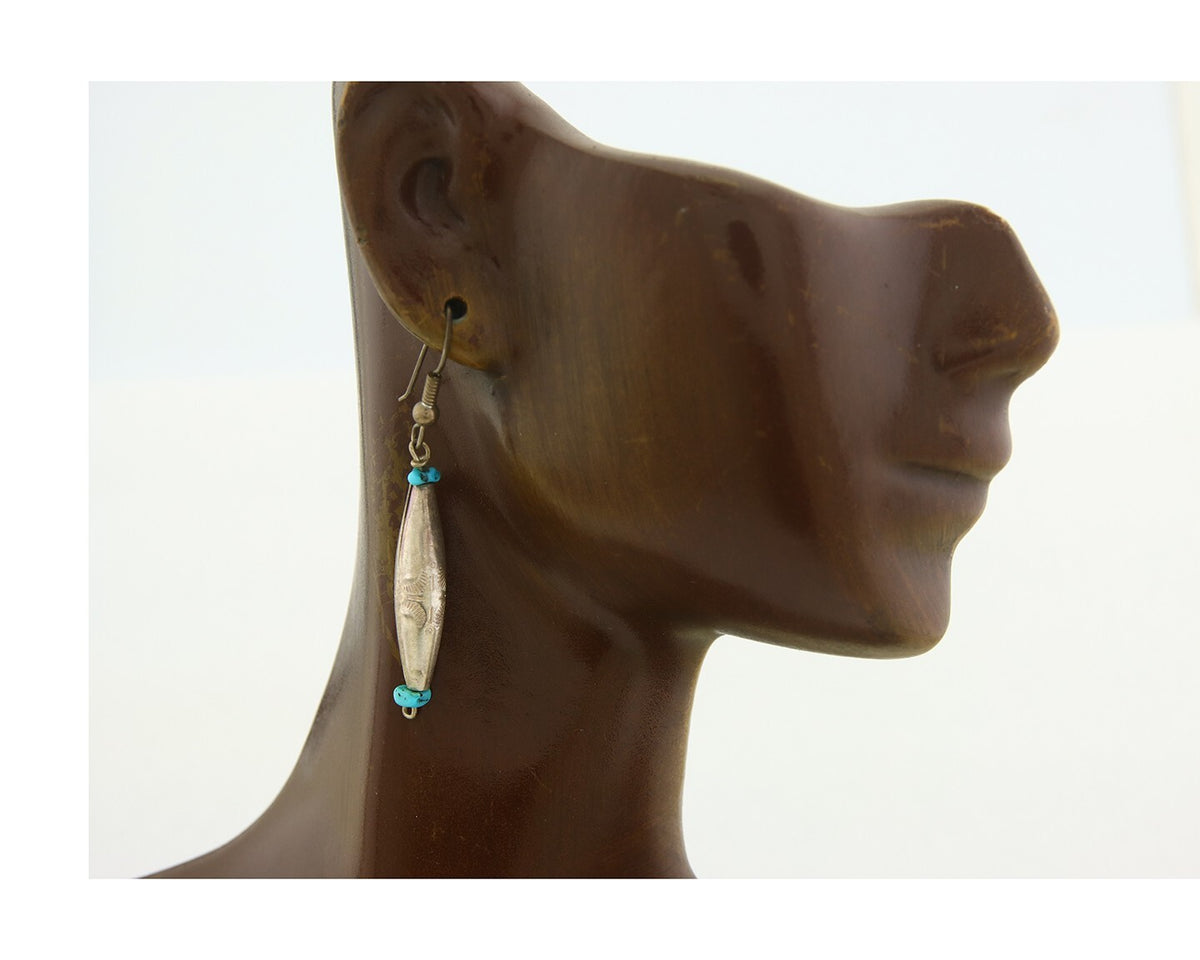Navajo Earrings 925 Silver Natural Turquoise Native American Artist C.80's