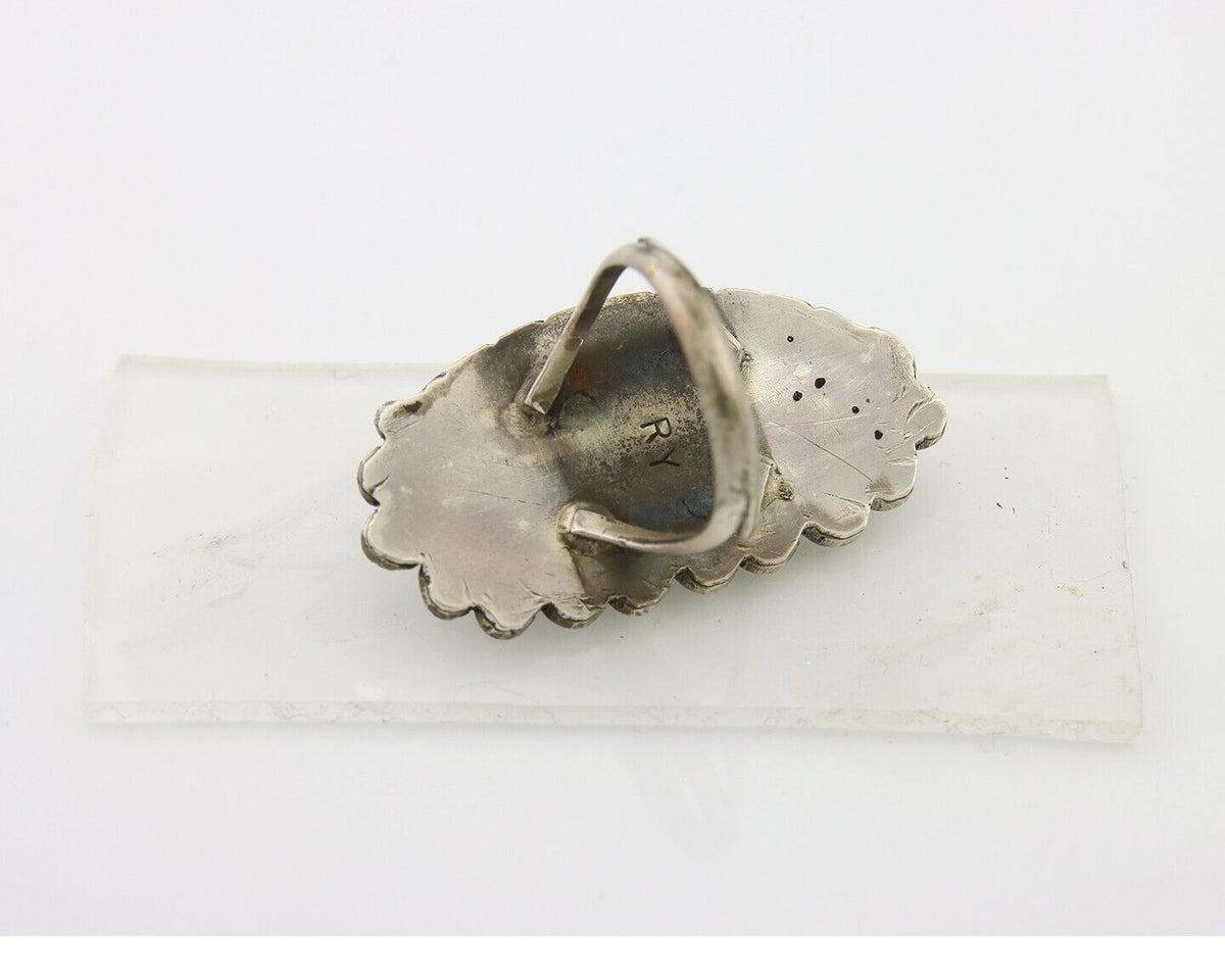 Navajo Ring .925 Sterling Blue Turquoise Artist Signed R Yazzie C.80's