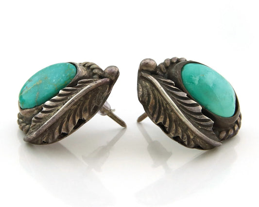 Navajo Dangle Earrings Sterling Silver Natural Turquoise Native American Artist