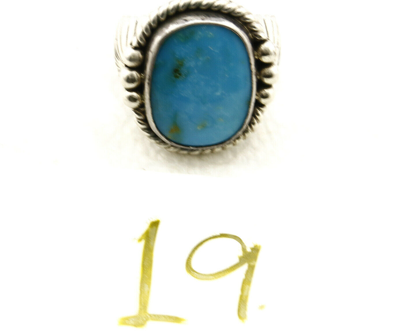 Navajo Ring .925 SOLID Silver Kingman Turquoise Signed Artist Doug Zachary C.80s