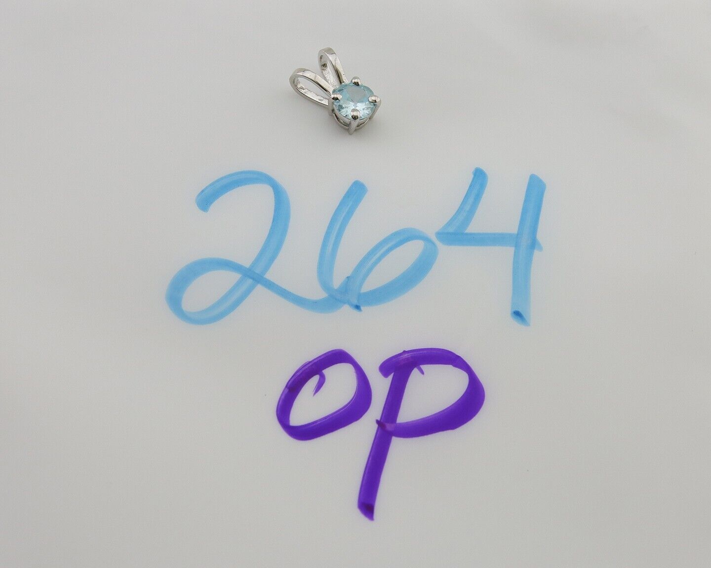 March Birthstone Pendant Set in 14k Solid White Gold