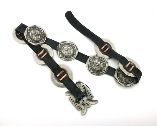 Navajo Concho Belt Sterling Silver Vintage Handmade 40in Long