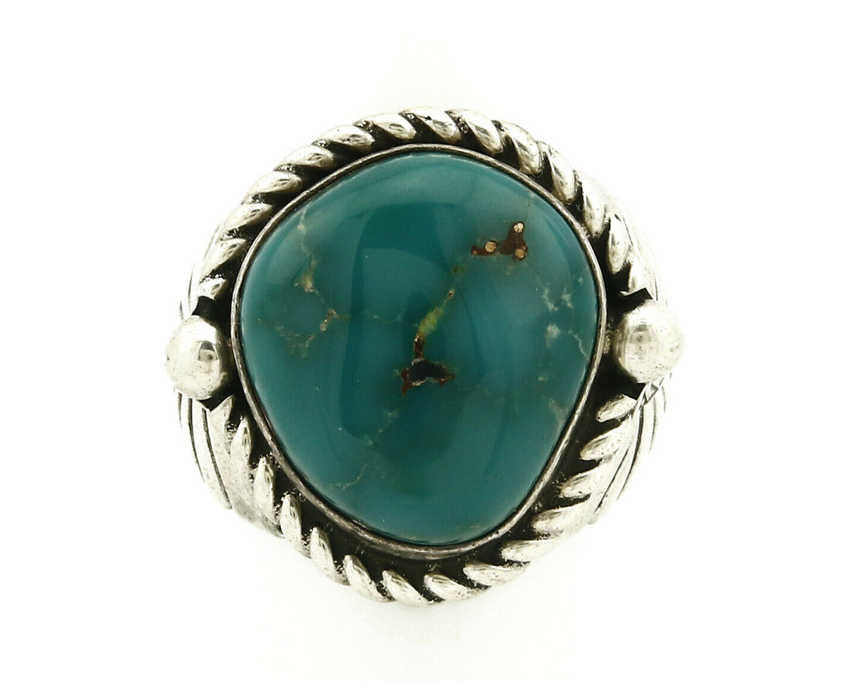 Navajo Ring .925 SOLID Silver Blue Gem Turquoise Signed Doug Zachary C.80's