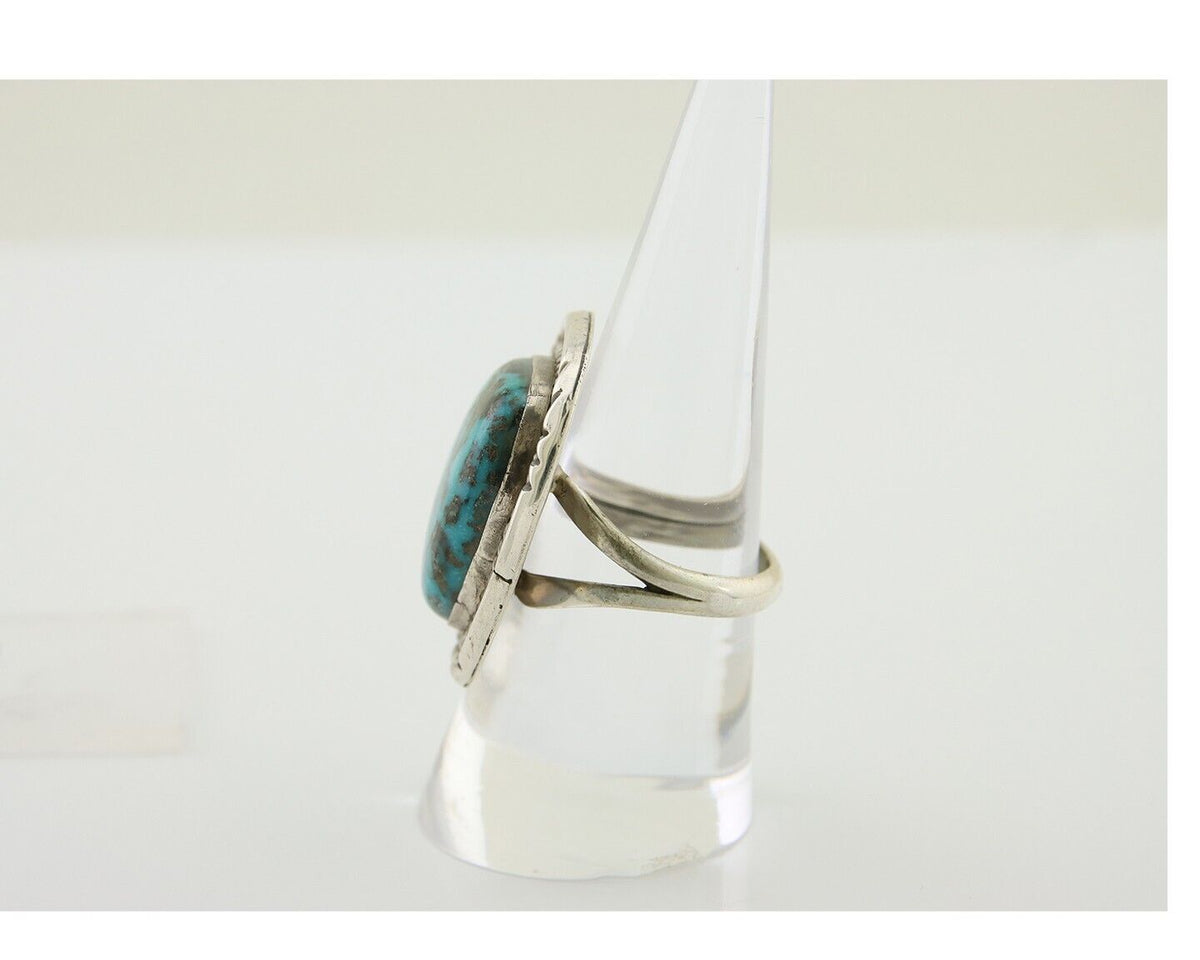 Navajo Handmade Ring 925 Silver Gem Turquoise Native Artist C.80's